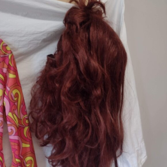 60's Go-Go Costume complete with Dior Sunglasses, Dress, Boots, Red Bouffant Wig - Picture 11 of 16